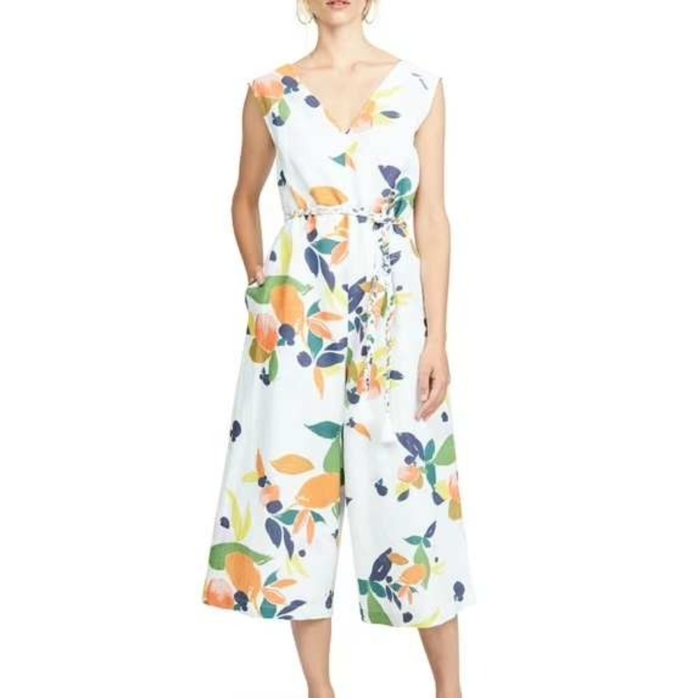 Roller Rabbit Women's Multicolor Fruit‎ Tamou Wide Leg Crop Jumpsuit Size L